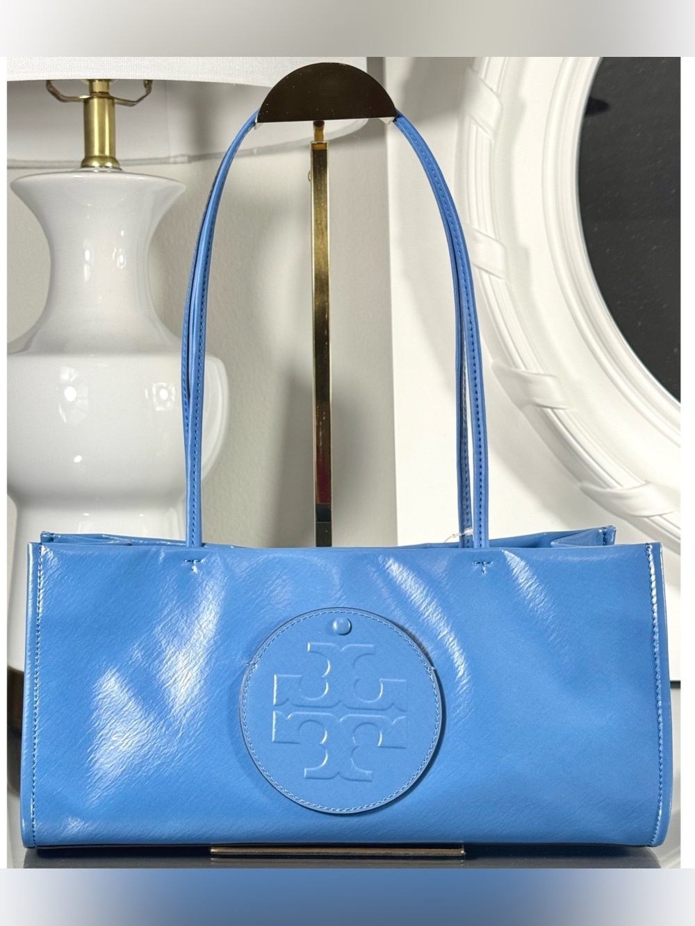 TORY BURCH ELLA EAST-WEST TOTE, BLUEBELL